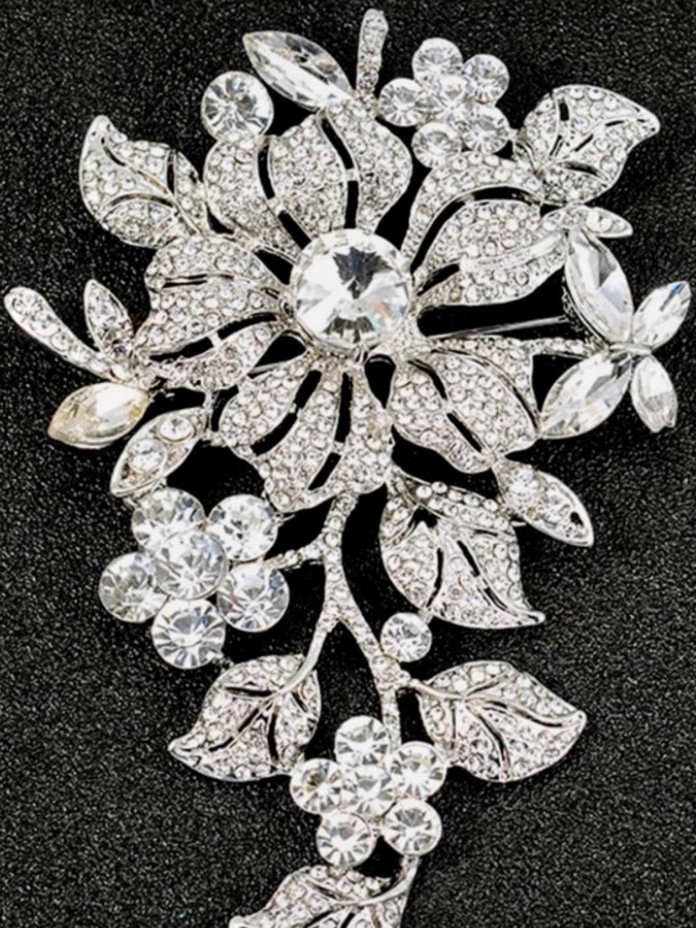 Crystal Rhinestone Floral Brooch
